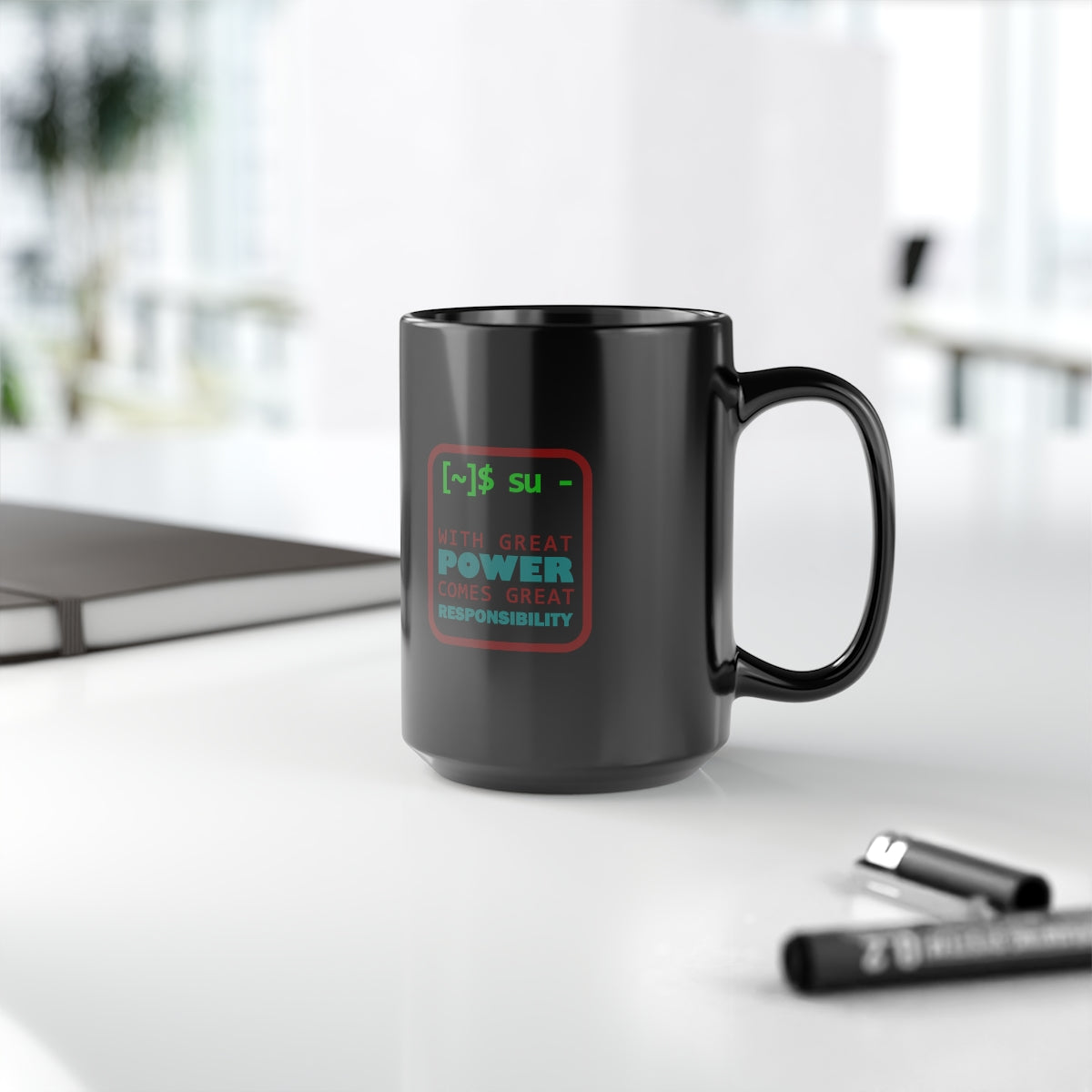 Great Power - Black Mug, 15oz