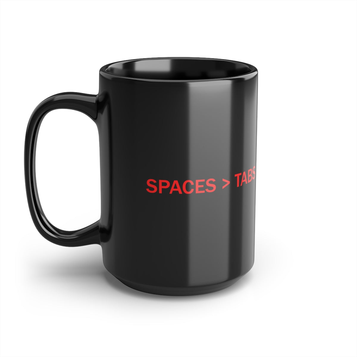 SPACES > TABS - Black Mug, 15oz