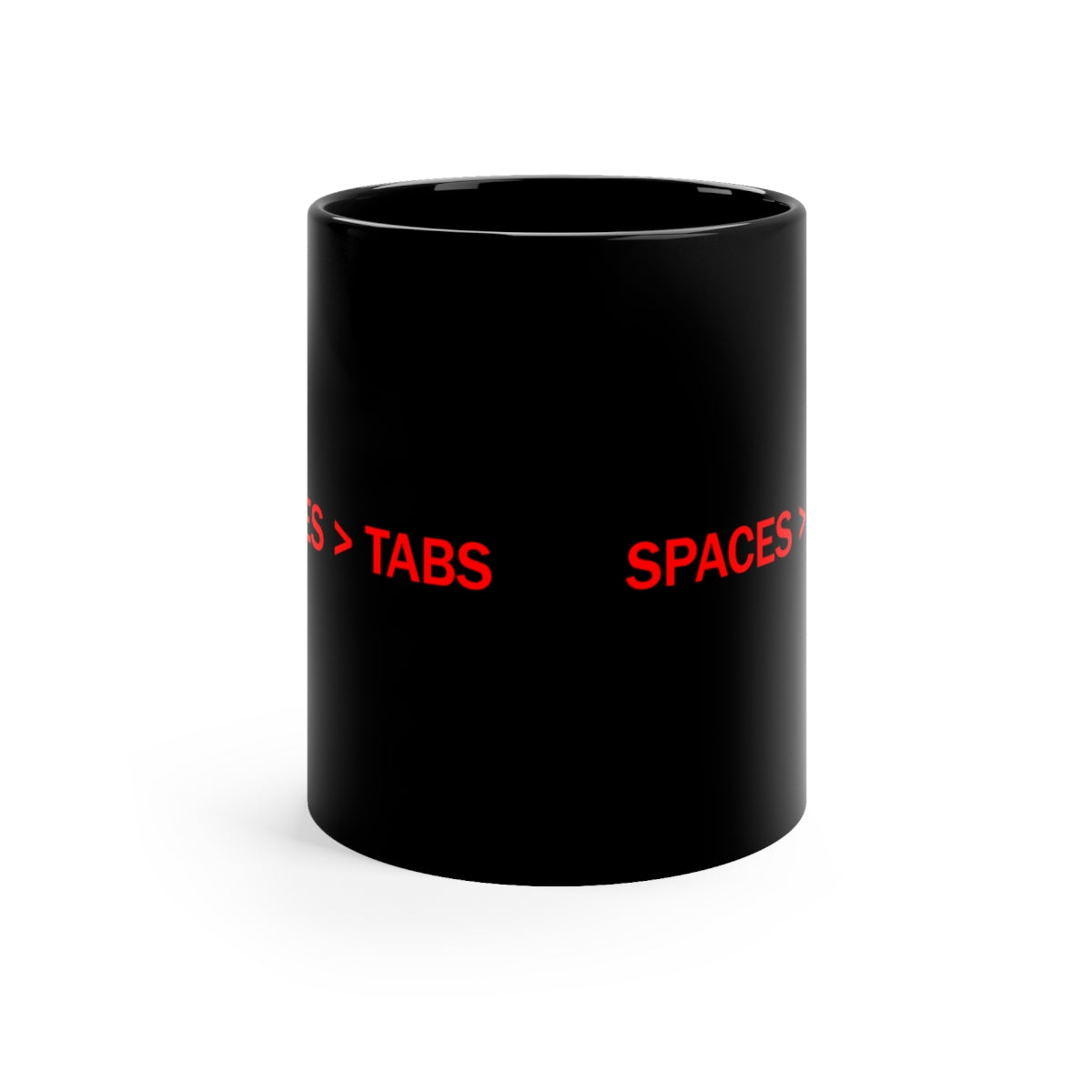 SPACES > TABS - 11oz Black Mug