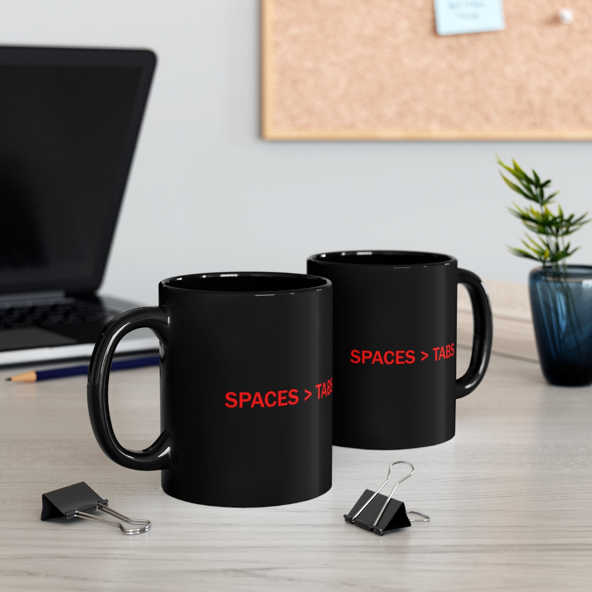 SPACES > TABS - 11oz Black Mug