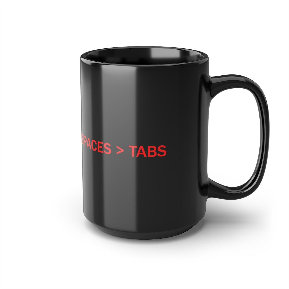 SPACES > TABS - Black Mug, 15oz