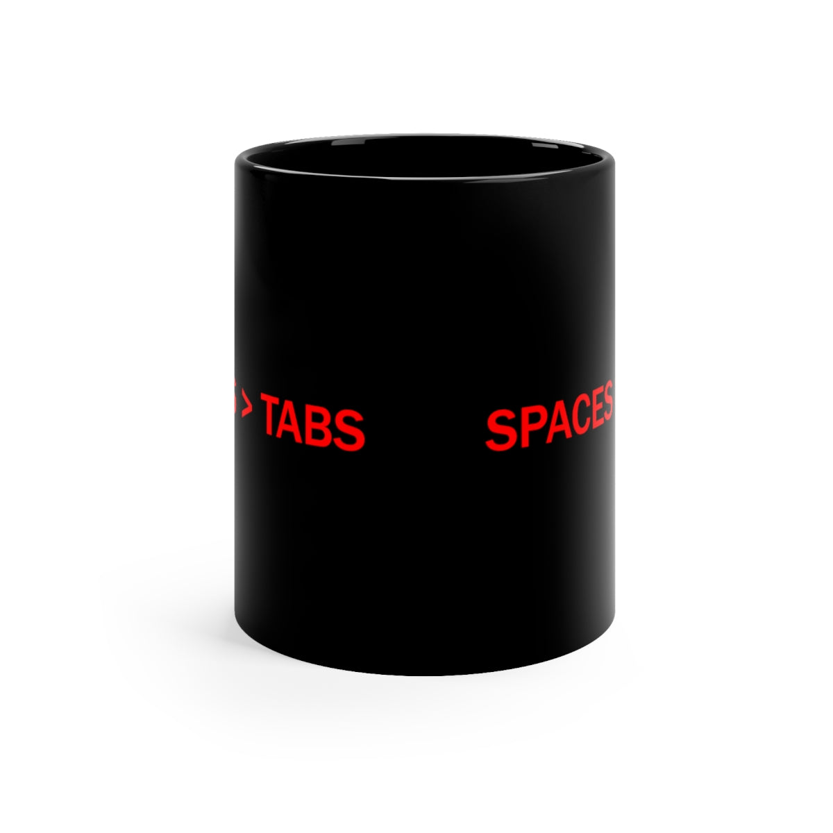 SPACES > TABS - Black Coffee Mug, 11oz