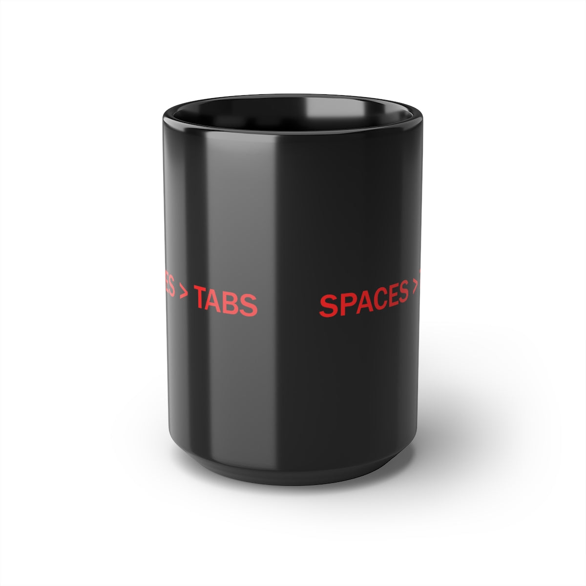 SPACES > TABS - Black Mug, 15oz