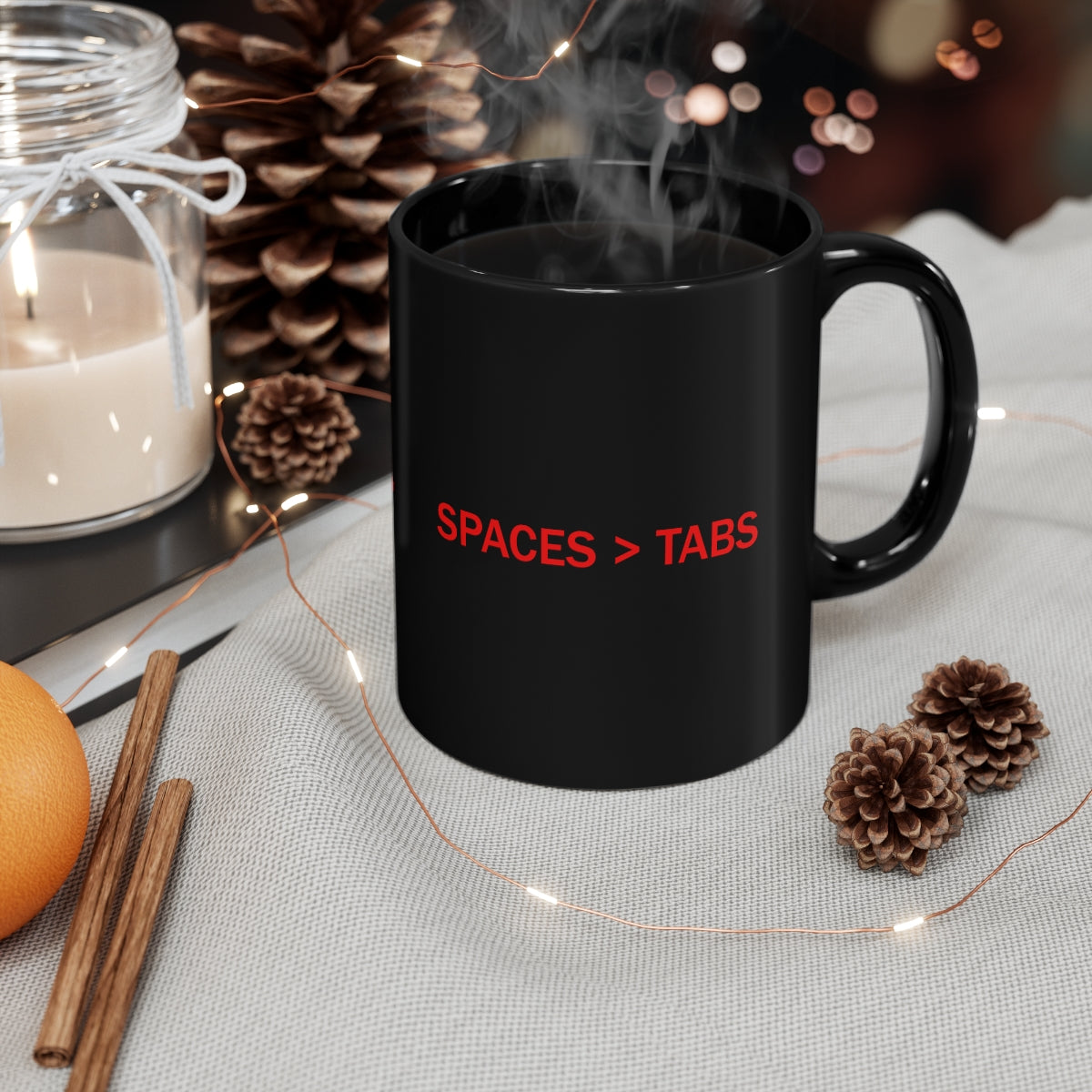 SPACES > TABS - 11oz Black Mug