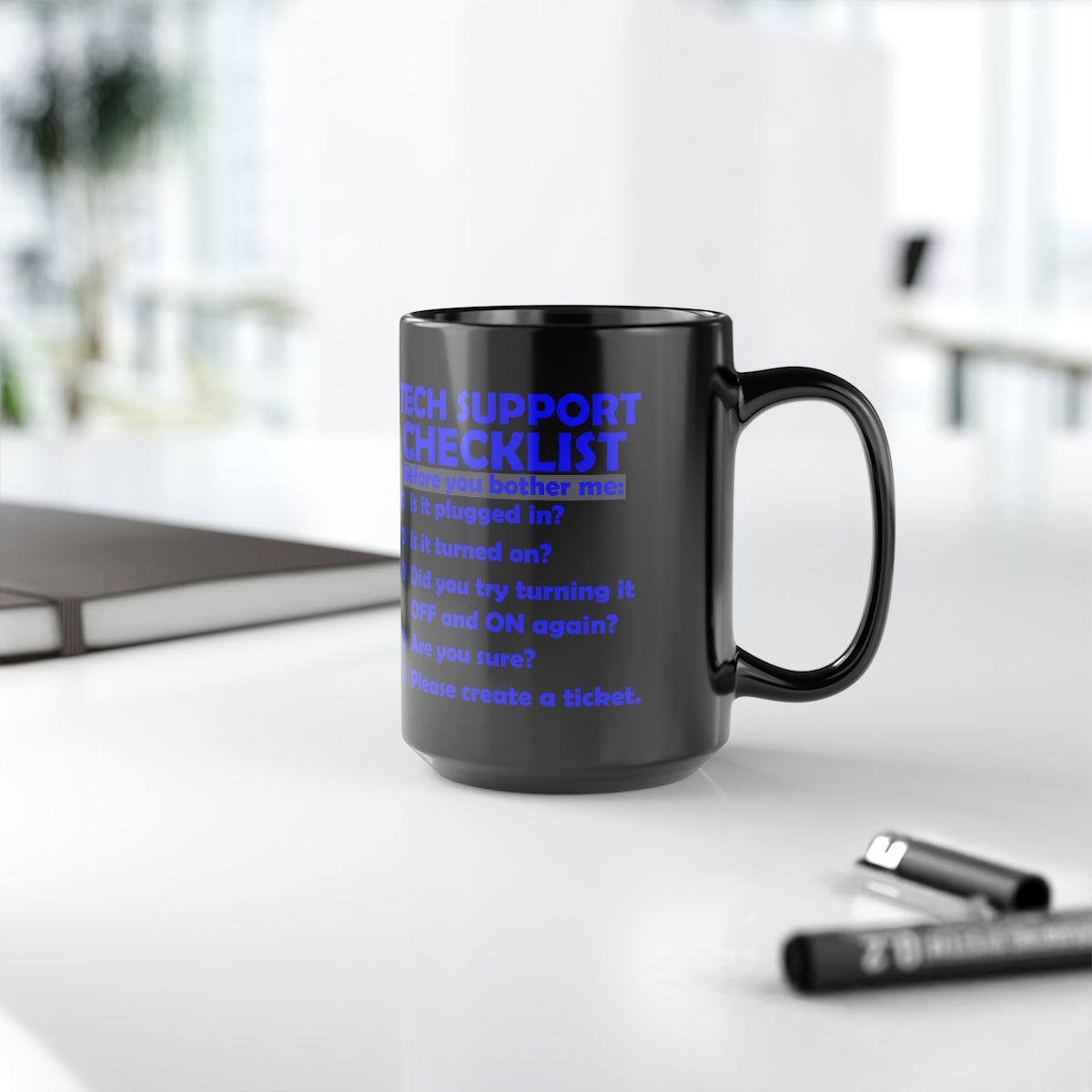 Checklist - Black Mug, 15oz