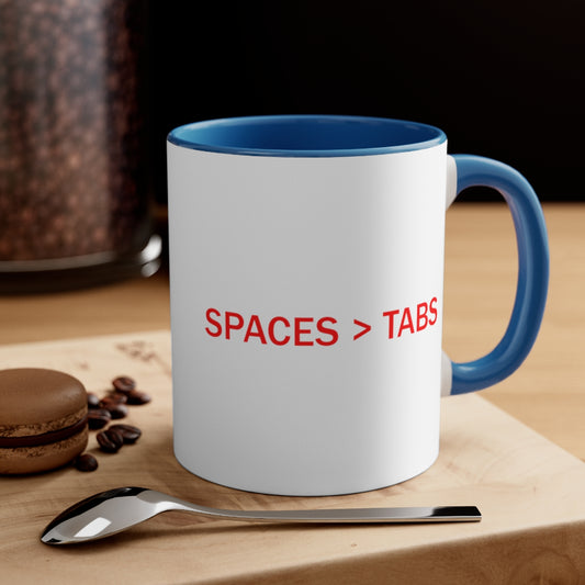 SPACES > TABS - Accent Coffee Mug, 11oz