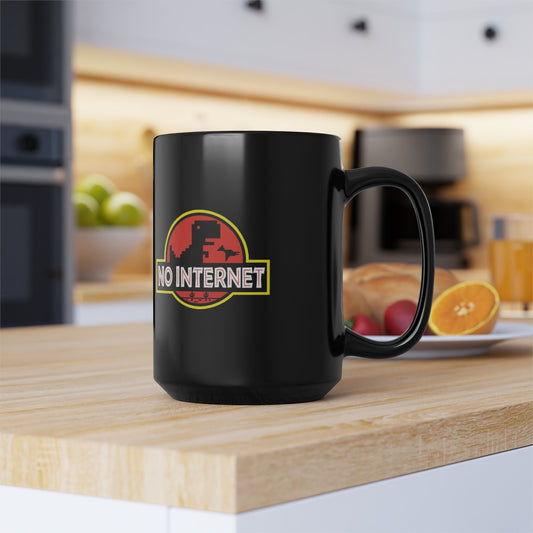 No Internet - Black Mug, 15oz