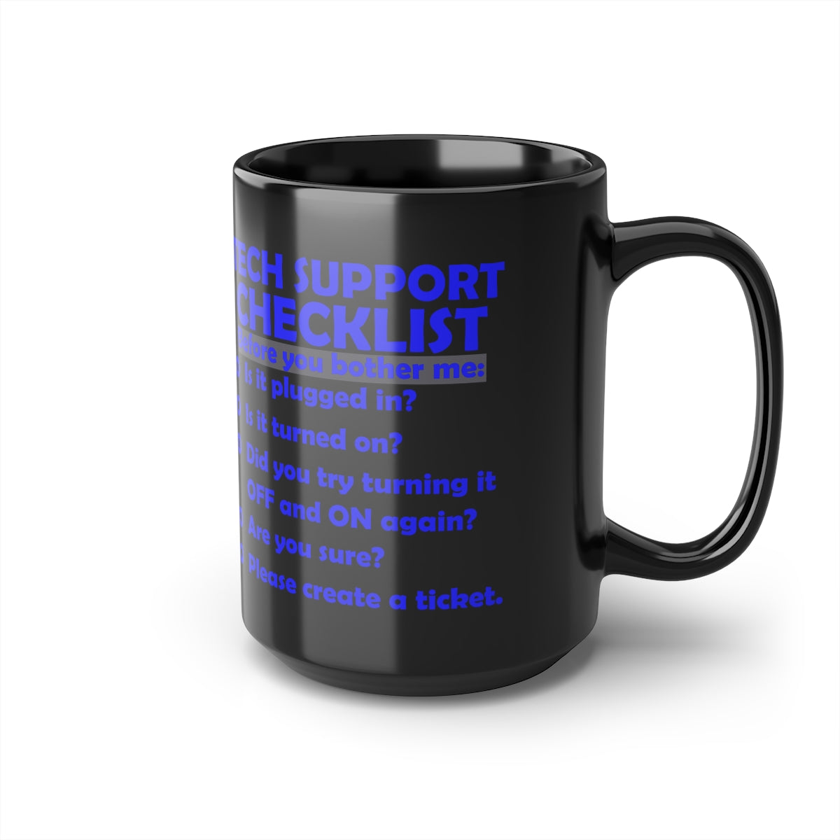 Checklist - Black Mug, 15oz