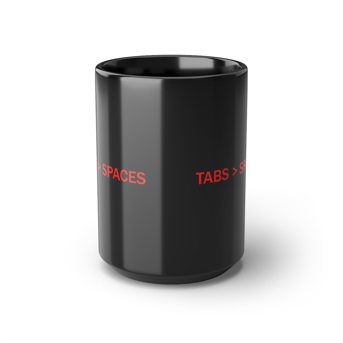 TABS > SPACES - Black Mug, 15oz